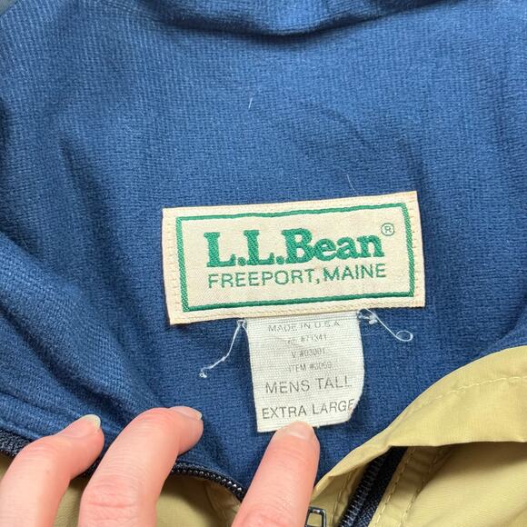 Vintage 90s L.L. Bean Tan Windbreaker Jacket, Men’s XL Tall - Picture 4 of 7